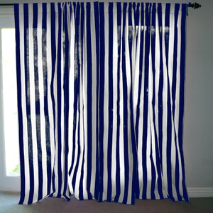 Cotton Curtain Stripe Print 58 Inch Wide / 2 Inch Stripe Navy and White
