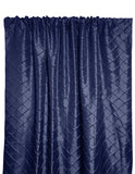 Pintuck Taffeta Cross Stitch Pattern Single Curtain Panel 54 Inch Wide - Navy