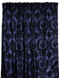Flocking Damask Taffeta Window Curtain 56 Inch Wide - Navy