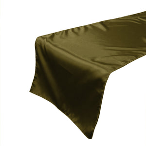 Shiny Satin Table Runner Solid Olive