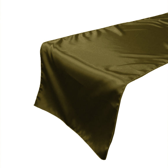 Shiny Satin Table Runner Solid Olive