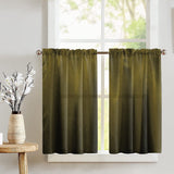 Shiny Satin Solid Café Tier Curtains Window Treatment Kitchen Home Décor