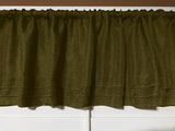Faux Burlap Window Valance 58" Wide with Pleated Ruffles Olive