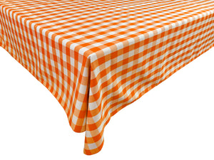 Polyester Poplin Gaberdine Durable Tablecloth Gingham Checkered Plaid - Orange