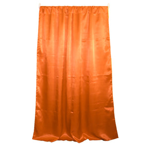 Shiny Satin Solid Single Curtain Panel Drapery 58 Inch Wide Orange