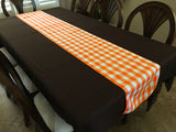 Poplin Table Runner Gingham Checkered Orange