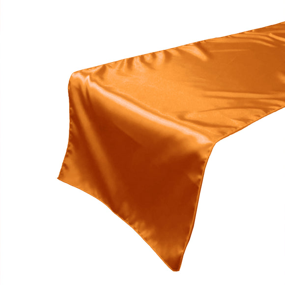 Shiny Satin Table Runner Solid Orange
