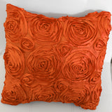 Satin Rosette Decorative Throw Pillow/Sham Cushion Cover Orange
