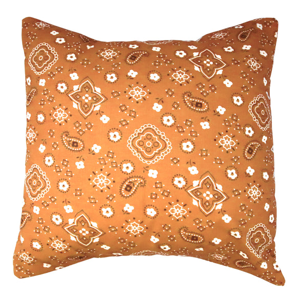 Cotton Bandanna Print Floral Decorative Throw Pillow/Sham Cushion Cover Orange