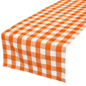 Poplin Table Runner Gingham Checkered Orange