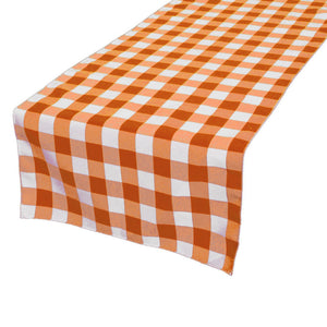 Cotton Print Table Runner Gingham Checkered - Orange