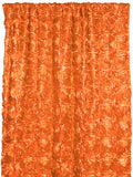 Satin Rosette 3D Pop up Flower Single Curtain Panel 54 Inch Wide - Orange
