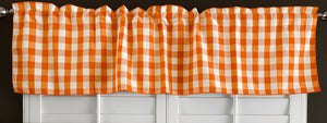 Poplin Gingham Checkered Window Valance 58" Wide Orange
