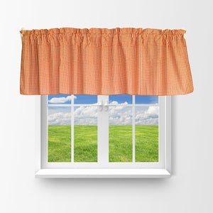 Cotton 1/8th Inch Small Gingham Checkered Window Valance 58" Wide Orange