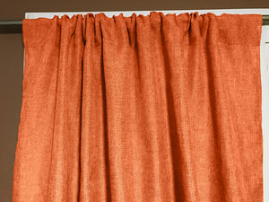 Faux Burlap Texture Polyester Solid Single Curtain Panel 58 Inch Wide Orange