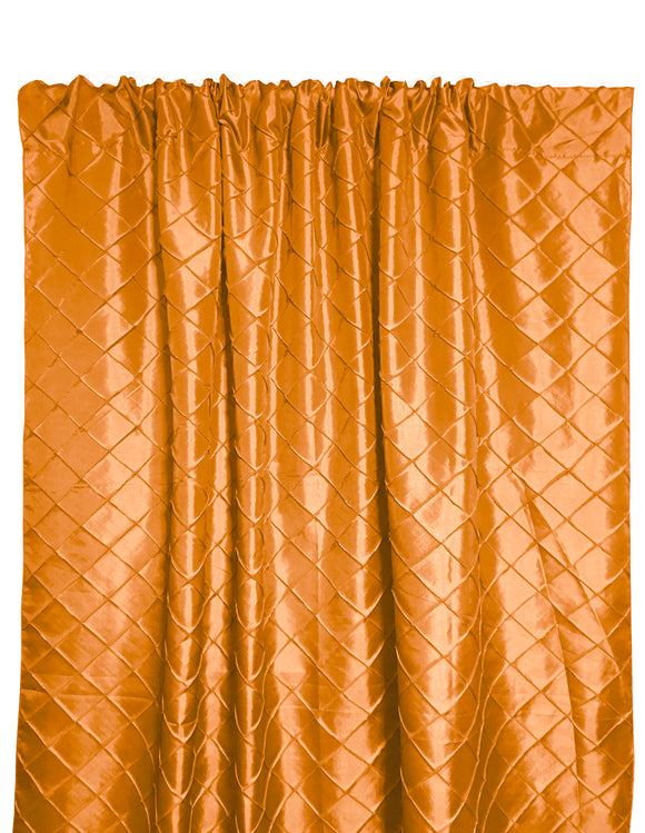 Pintuck Taffeta Cross Stitch Pattern Single Curtain Panel 54 Inch Wide Orange