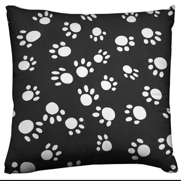 Cotton Paw Prints Animal Print Decorative Throw Pillow/Sham Cushion Cover Big Paw White on Black