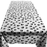 Cotton Tablecloth Animal Print Big Paw Prints Black on White