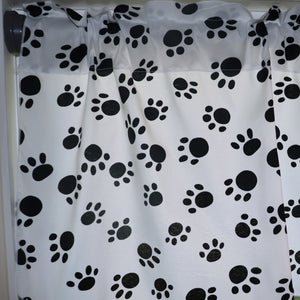 Cotton Curtain Animal Paw Print 58 Inch Big Black Paws on White