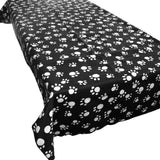 Cotton Tablecloth Animal Print Big Paw Prints White on Black