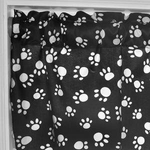 Cotton Curtain Animal Paw Print 58 Inch Big White Paws on Black