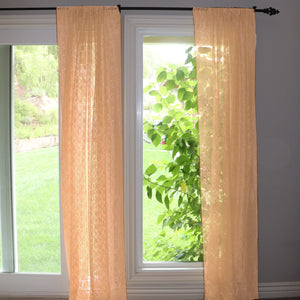 Floral Lace Window Curtain 58 Inch Wide Peach