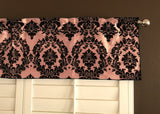 Flocked Damask Window Valance 58" Wide - Peach