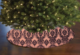 Flocked Damask Pattern Tree Skirt Christmas Decoration 56" Round