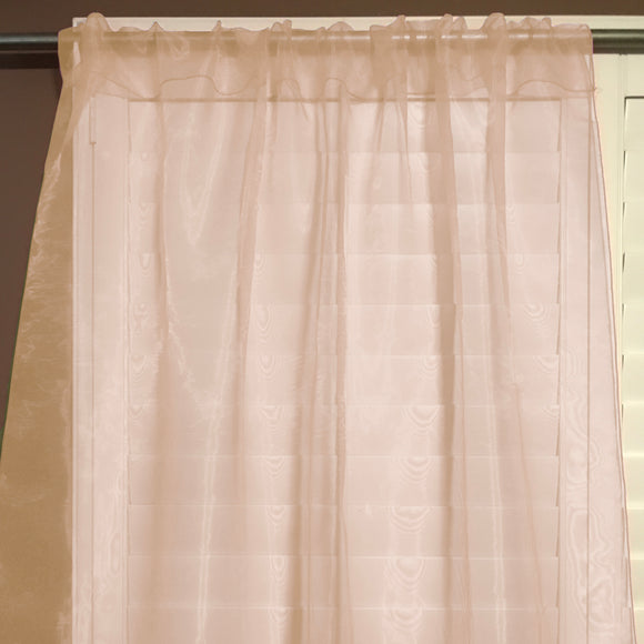 Sheer Tinted Organza Solid Single Curtain Panel 58 Inch Wide Peach