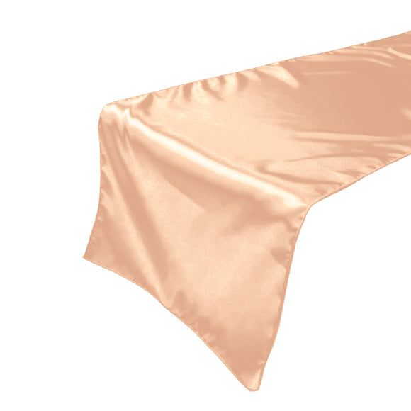 Shiny Satin Table Runner Solid Peach