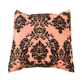 Flocked Damask Decorative Throw Pillow/Sham Cushion Cover Black on Peach