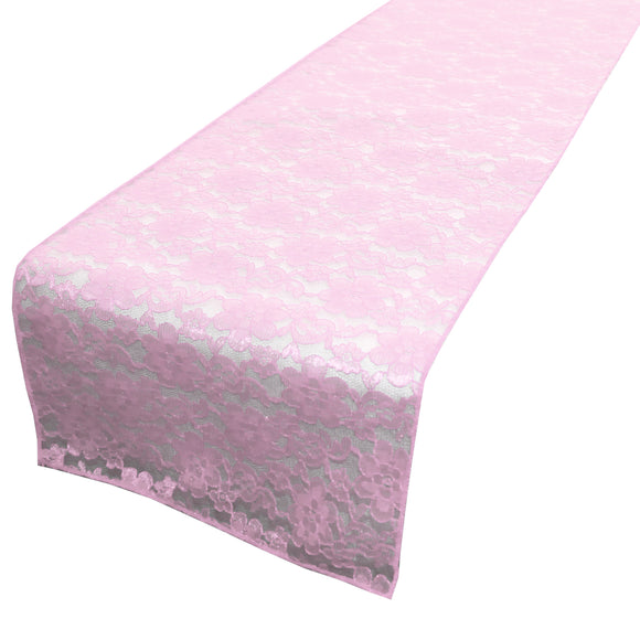 Light Weight Floral Sheer Lace Table Runner / Wedding Table Top Décor (Pack of 8) Pink