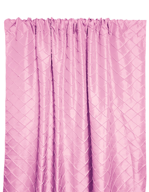 Pintuck Taffeta Cross Stitch Pattern Single Curtain Panel 54 Inch Wide Pink
