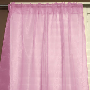 Sheer Tinted Organza Solid Single Curtain Panel 58 Inch Wide Pink