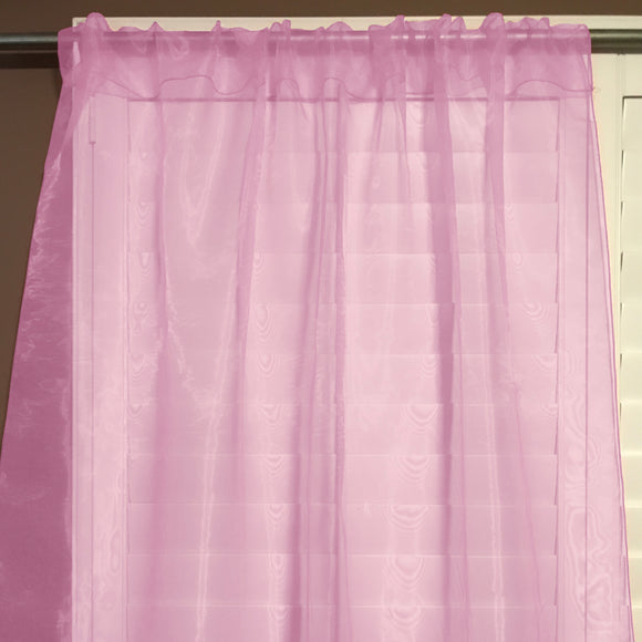 Sheer Tinted Organza Solid Single Curtain Panel 58 Inch Wide Pink