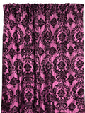 Flocking Damask Taffeta Window Curtain 56 Inch Wide - Pink