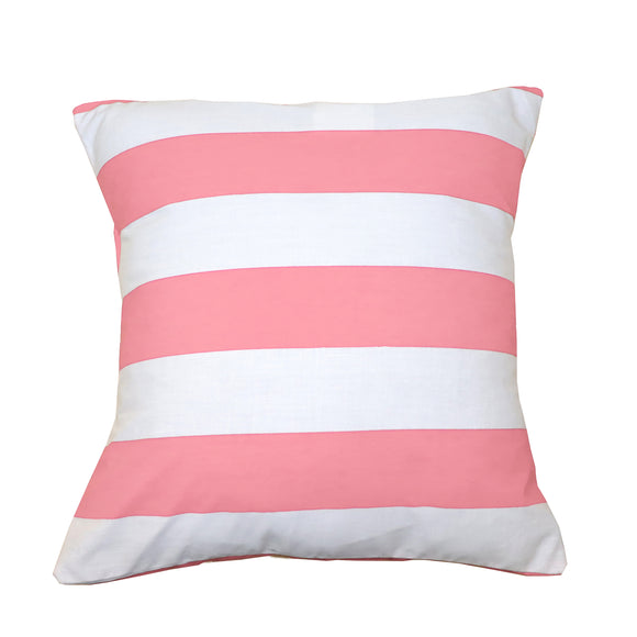 Cotton 2 Inch Stripe Decorative Throw Pillow/Sham Cushion Cover Pink & White