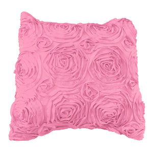 Satin Rosette Decorative Throw Pillow/Sham Cushion Cover Pink