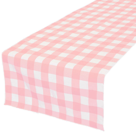 Poplin Table Runner Gingham Checkered Pink