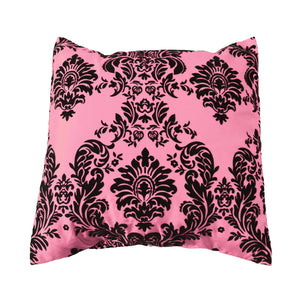 Flocked Damask Decorative Throw Pillow/Sham Cushion Cover Black on Pink