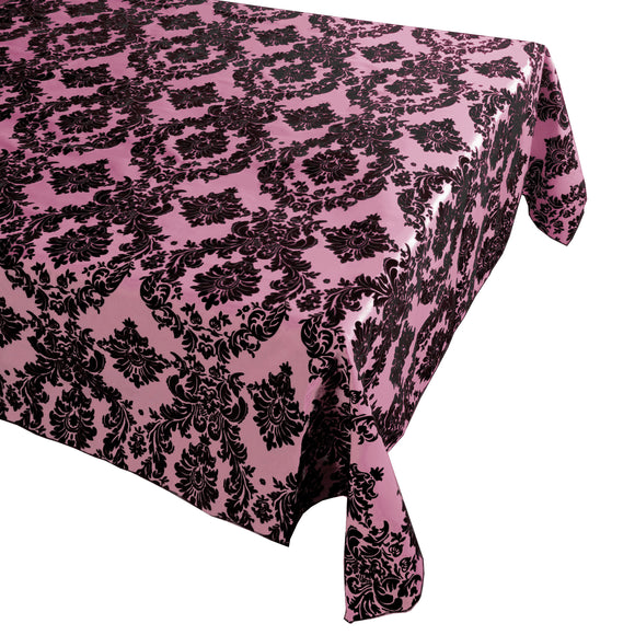 Flocking Damask Taffeta Tablecloth Pink