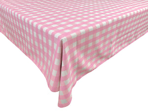 Polyester Poplin Gaberdine Durable Tablecloth Gingham Checkered Plaid Pink