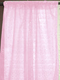 Silver Stars on Sheer Tinted Organza Solid Single Curtain Panel 58 Inch Wide - Pink