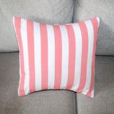 Cotton 1 Inch Stripe Decorative Throw Pillow/Sham Cushion Cover Pink and White