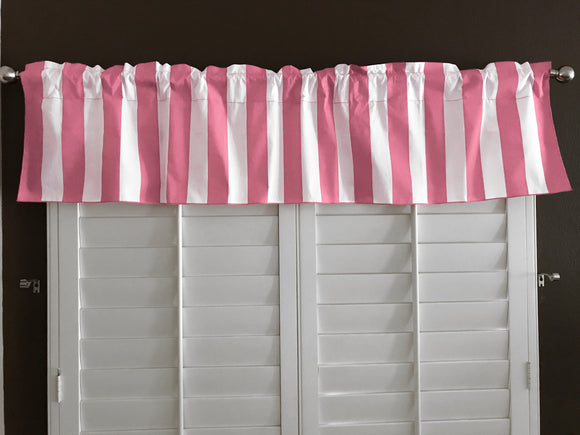 Cotton Window Valance Stripe Print 58 Inch Wide / 2 Inch Stripe Pink
