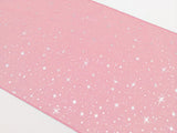 Light Weight Sheer Organza with Silver Stars Decorative Table Runner Light Pink