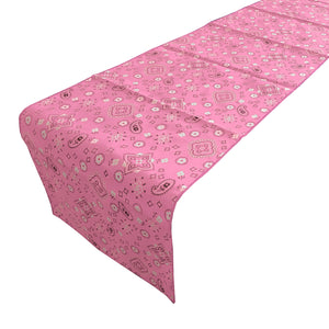 Cotton Print Table Runner Paisley Bandanna Pink
