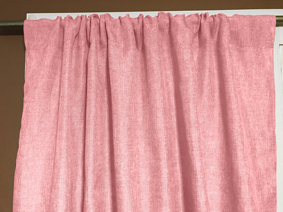Faux Burlap Texture Polyester Solid Single Curtain Panel 58 Inch Wide Pink