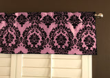 Flocked Damask Window Valance 58" Wide - Pink