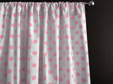 Cotton Curtain Polka Dots Print 58 Inch Wide / Pink on White